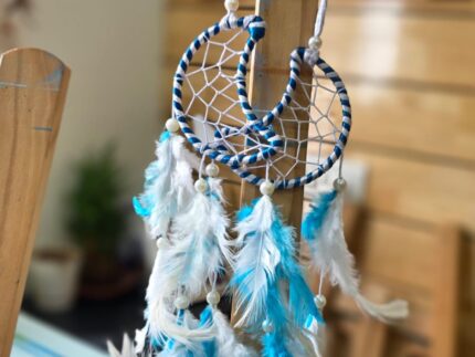Half Moon Crescent Handmade Dreamcatcher ( Sky Blue & White)