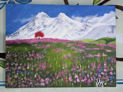 mountain with pink flowers 3 mountain with pink flowers 3