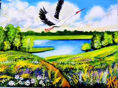 crane in summer morning 1