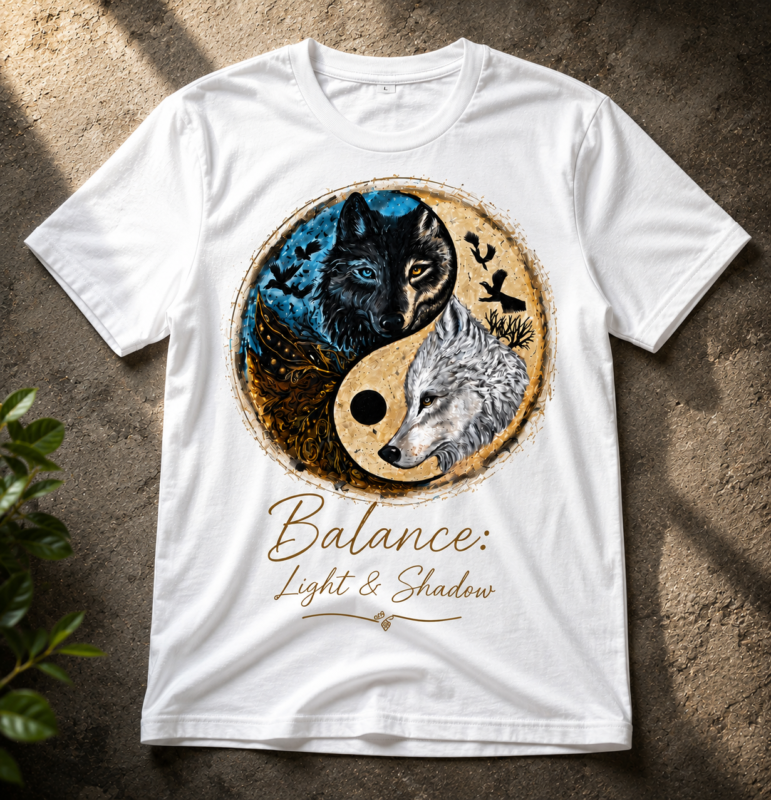 🐺 Balance: Light & Shadow – Premium Graphic T-Shirt