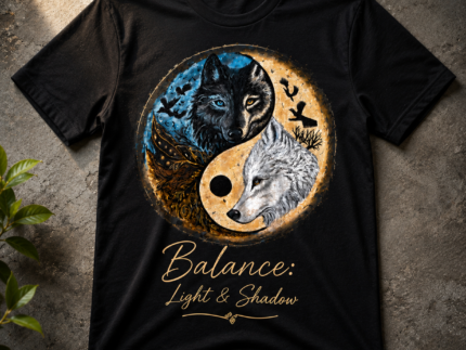 🐺 Balance: Light & Shadow – Premium Graphic T-Shirt