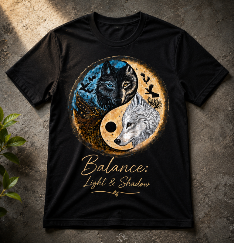 🐺 Balance: Light & Shadow – Premium Graphic T-Shirt