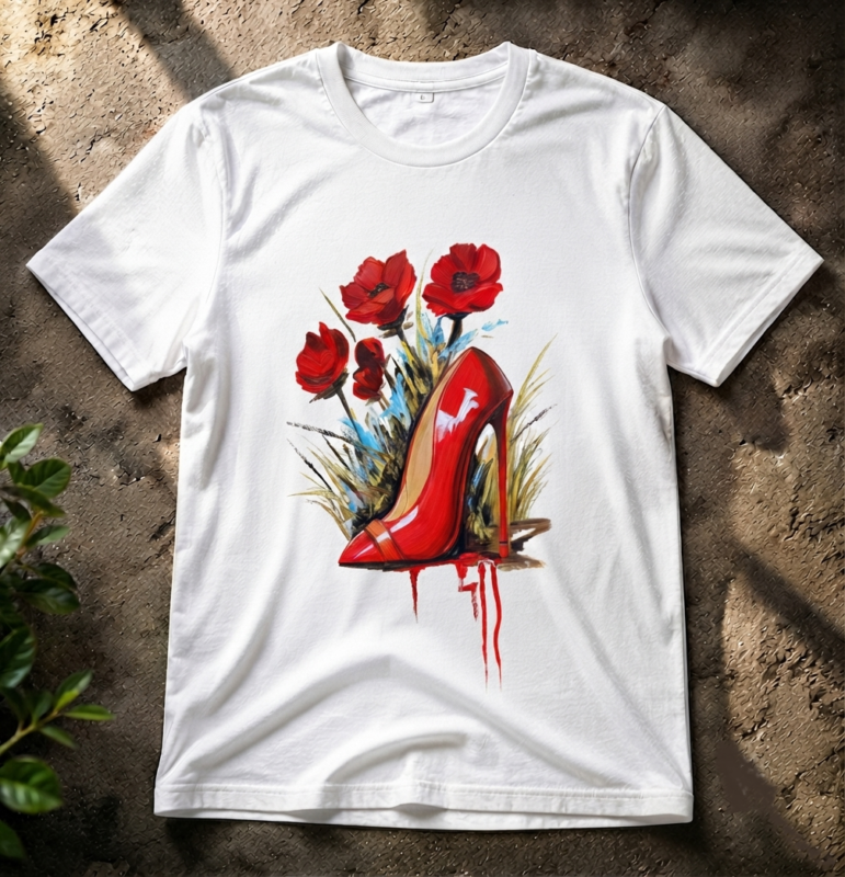 Women’s Pure Cotton Regular Fit Red Stiletto Floral Print T-Shirt